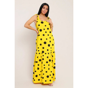 Сарафан женский №002 кулирка (р-ры: 48-68) желтый горох Сарафан женский №002 кулирка (р-ры: 48-68) желтый горох