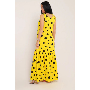 Сарафан женский №002 кулирка (р-ры: 48-68) желтый горох Сарафан женский №002 кулирка (р-ры: 48-68) желтый горох