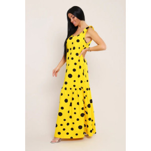 Сарафан женский №002 кулирка (р-ры: 48-68) желтый горох Сарафан женский №002 кулирка (р-ры: 48-68) желтый горох