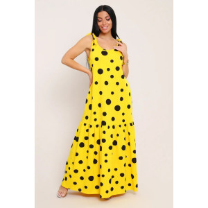 Сарафан женский №002 кулирка (р-ры: 48-68) желтый горох Сарафан женский №002 кулирка (р-ры: 48-68) желтый горох