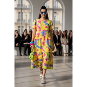 Платье женское №1055 кулирка (р-ры: 46-66) желтый Платье женское №1055 кулирка (р-ры: 46-66) желтый