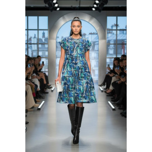 Платье женское №1055 кулирка (р-ры: 46-66) синий Платье женское №1055 кулирка (р-ры: 46-66) синий