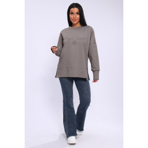 Лонгслив женский ЛЖ-013 кулирка (р-ры: 46-56) серо-бежевый Лонгслив женский ЛЖ-013 кулирка (р-ры: 46-56) серо-бежевый