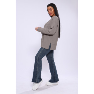 Лонгслив женский ЛЖ-013 кулирка (р-ры: 46-56) серо-бежевый Лонгслив женский ЛЖ-013 кулирка (р-ры: 46-56) серо-бежевый