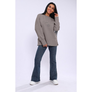 Лонгслив женский ЛЖ-013 кулирка (р-ры: 46-56) серо-бежевый Лонгслив женский ЛЖ-013 кулирка (р-ры: 46-56) серо-бежевый