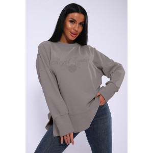 Лонгслив женский ЛЖ-013 кулирка (р-ры: 46-56) серо-бежевый Лонгслив женский ЛЖ-013 кулирка (р-ры: 46-56) серо-бежевый