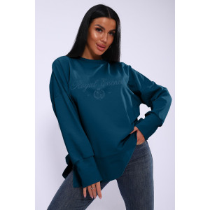 Лонгслив женский ЛЖ-013 кулирка (р-ры: 46-56) сине-бирюзовый Лонгслив женский ЛЖ-013 кулирка (р-ры: 46-56) сине-бирюзовый