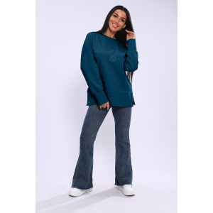 Лонгслив женский ЛЖ-013 кулирка (р-ры: 46-56) сине-бирюзовый Лонгслив женский ЛЖ-013 кулирка (р-ры: 46-56) сине-бирюзовый