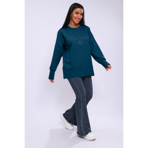 Лонгслив женский ЛЖ-013 кулирка (р-ры: 46-56) сине-бирюзовый Лонгслив женский ЛЖ-013 кулирка (р-ры: 46-56) сине-бирюзовый