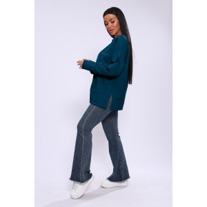 Лонгслив женский ЛЖ-013 кулирка (р-ры: 46-56) сине-бирюзовый Лонгслив женский ЛЖ-013 кулирка (р-ры: 46-56) сине-бирюзовый