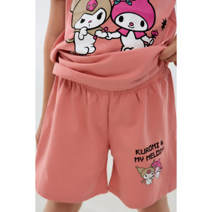 Костюм двойка детский №46687 "Kuromi2" кулирка с лайкрой (р-ры: 98-140) розовый Костюм двойка детский №46687 "Kuromi2" кулирка с лайкрой (р-ры: 98-140) розовый