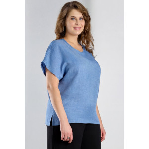 Блузка женская "Каприз-3" плательная ткань (р-ры: 48-58) синий