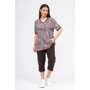 Костюм двойка женский "Арина" хлопок (р-ры: 50-60) шоколад