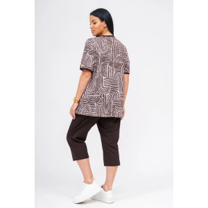 Костюм двойка женский "Арина" хлопок (р-ры: 50-60) шоколад