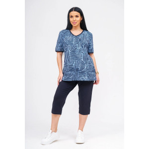 Костюм двойка женский "Арина" хлопок (р-ры: 50-60) индиго