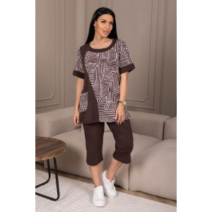 Костюм двойка женский 2143/1 кулирка (р-ры: 48-62) коричневый