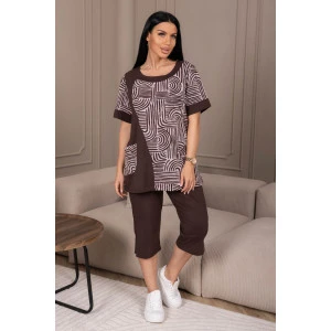 Костюм двойка женский 2143/1 кулирка (р-ры: 48-62) коричневый