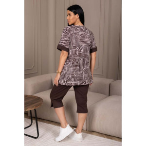 Костюм двойка женский 2143/1 кулирка (р-ры: 48-62) коричневый