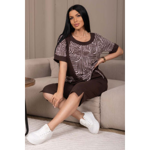 Костюм двойка женский 2143/1 кулирка (р-ры: 48-62) коричневый