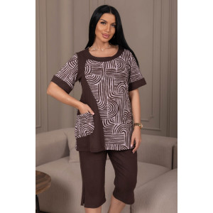 Костюм двойка женский 2143/1 кулирка (р-ры: 48-62) коричневый