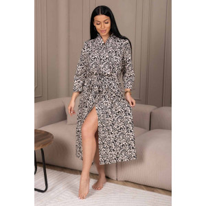 Халат женский 1874/8 кулирка (р-ры: 48-62) бежевый-черный Халат женский 1874/8 кулирка (р-ры: 48-62) бежевый-черный