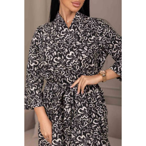 Халат женский 1874/7 кулирка (р-ры: 48-62) черный-бежевый Халат женский 1874/7 кулирка (р-ры: 48-62) черный-бежевый