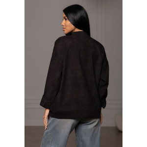 Бомбер женский 2167 вельвет (р-ры: 48-58) черный Бомбер женский 2167 вельвет (р-ры: 48-58) черный