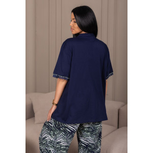 Костюм двойка женский 2161/1 кулирка (р-ры: 50-60) синий-зеленый