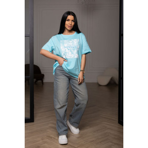 Футболка женская 1838/7 кулирка (р-ры: 52-62) бирюзовый Футболка женская 1838/7 кулирка (р-ры: 52-62) бирюзовый