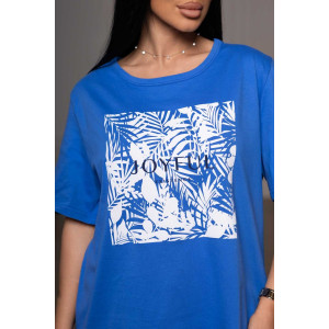 Футболка женская 1838/1 кулирка (р-ры: 52-62) голубой Футболка женская 1838/1 кулирка (р-ры: 52-62) голубой