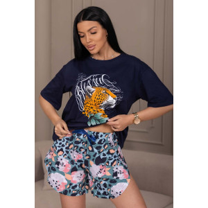 Костюм двойка женский 1975/8 кулирка (р-ры: 44-54) синий-зеленый Костюм двойка женский 1975/8 кулирка (р-ры: 44-54) синий-зеленый