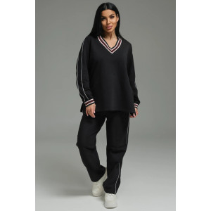 Костюм двойка женский "Акцент" футер 2-х нитка с лайкрой пенье (р-ры: 50-60) черный