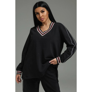 Костюм двойка женский "Акцент" футер 2-х нитка с лайкрой пенье (р-ры: 50-60) черный