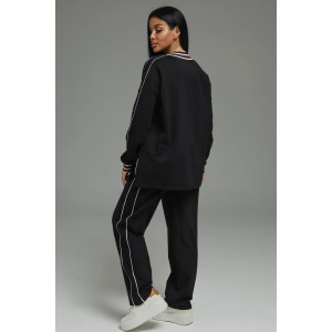 Костюм двойка женский "Акцент" футер 2-х нитка с лайкрой пенье (р-ры: 50-60) черный