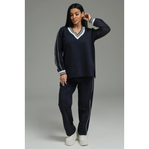 Костюм двойка женский "Акцент" футер 2-х нитка с лайкрой пенье (р-ры: 50-60) синий