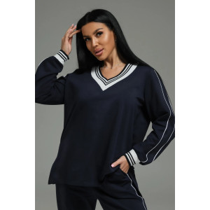 Костюм двойка женский "Акцент" футер 2-х нитка с лайкрой пенье (р-ры: 50-60) синий