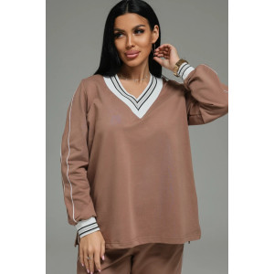 Костюм двойка женский "Акцент" футер 2-х нитка с лайкрой пенье (р-ры: 50-60) кофе