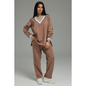 Костюм двойка женский "Акцент" футер 2-х нитка с лайкрой пенье (р-ры: 50-60) кофе