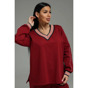 Костюм двойка женский "Акцент" футер 2-х нитка с лайкрой пенье (р-ры: 50-60) бордо