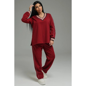 Костюм двойка женский "Акцент" футер 2-х нитка с лайкрой пенье (р-ры: 50-60) бордо