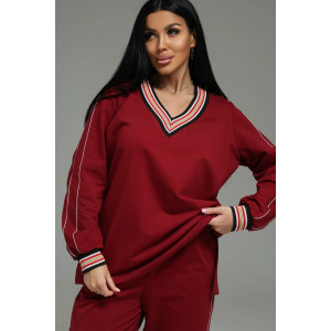 Костюм двойка женский "Акцент" футер 2-х нитка с лайкрой пенье (р-ры: 50-60) бордо