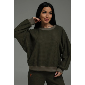 Костюм двойка женский "Калипсо" трикотаж клетка (р-ры: 44-58) хаки