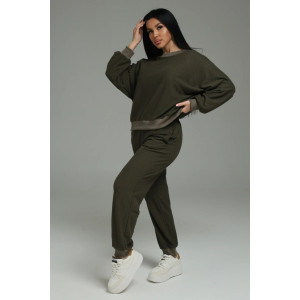 Костюм двойка женский "Калипсо" трикотаж клетка (р-ры: 44-58) хаки