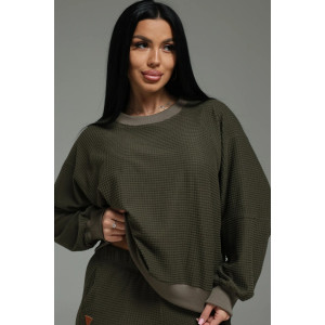 Костюм двойка женский "Калипсо" трикотаж клетка (р-ры: 44-58) хаки