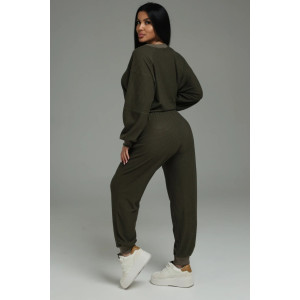 Костюм двойка женский "Калипсо" трикотаж клетка (р-ры: 44-58) хаки