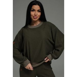 Костюм двойка женский "Калипсо" трикотаж клетка (р-ры: 44-58) хаки