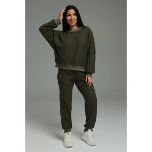 Костюм двойка женский "Калипсо" трикотаж клетка (р-ры: 44-58) хаки