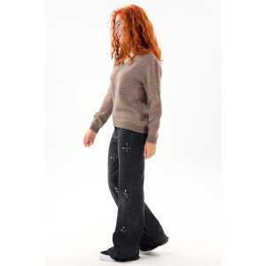 Джемпер женский "Моника К" вязаное полотно (р-ры: 44-62) темно-коричневый Джемпер женский "Моника К" вязаное полотно (р-ры: 44-62) темно-коричневый