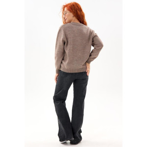 Джемпер женский "Моника К" вязаное полотно (р-ры: 44-62) темно-коричневый Джемпер женский "Моника К" вязаное полотно (р-ры: 44-62) темно-коричневый