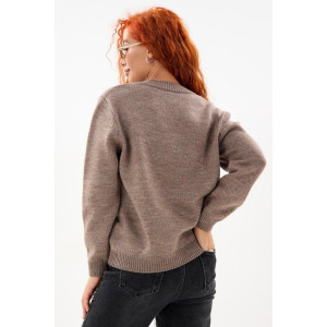 Джемпер женский "Моника К" вязаное полотно (р-ры: 44-62) темно-коричневый Джемпер женский "Моника К" вязаное полотно (р-ры: 44-62) темно-коричневый
